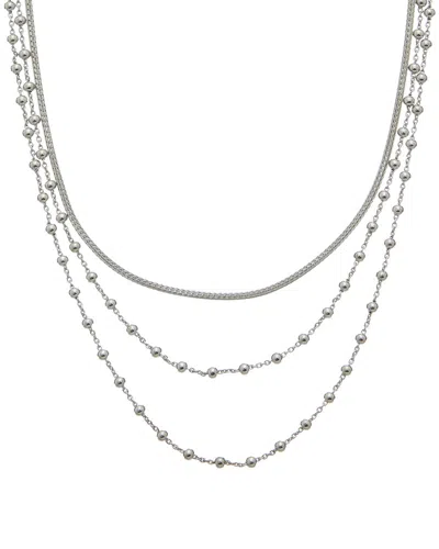 Italian Gold Over Silver 18k Plated Multi Strand Necklace In Metallic