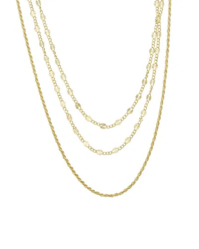Italian Gold Over Silver 18k Plated Multi Strand Necklace In Pattern