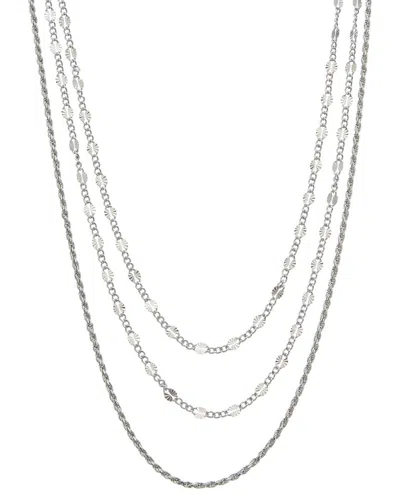 Italian Gold Over Silver 18k Plated Multi Strand Necklace In White