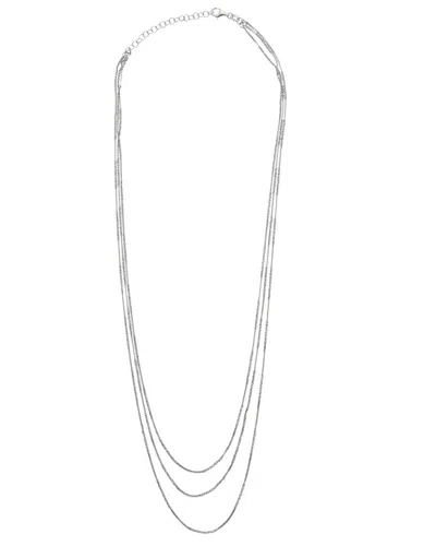 Italian Gold Over Silver 18k Plated Multi Strand Necklace In White