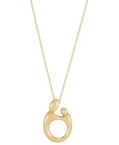 Italian Gold Polished Mother & Child Pendant 18" Necklace In 10k Gold