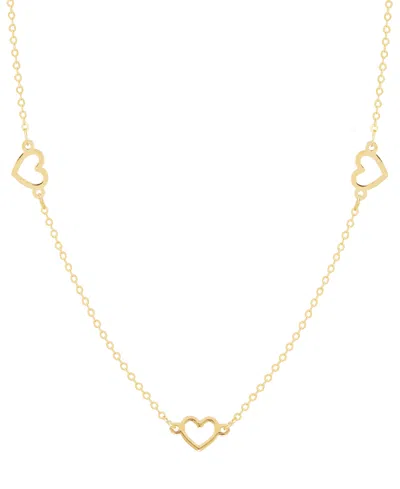 Italian Gold Polished Open Heart Station 18" Collar Necklace In 10k Gold