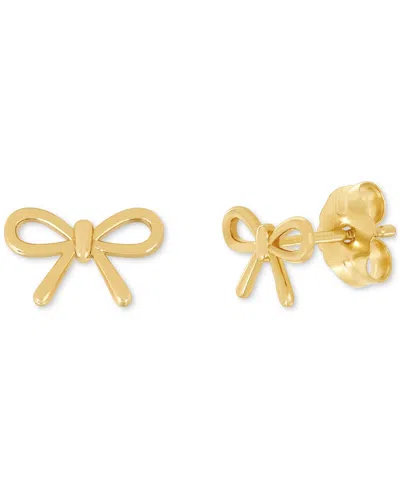Italian Gold Polished Petite Openwork Bow Stud Earrings In 14k Gold