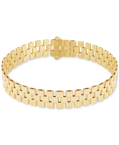 Italian Gold Polished Rectangular Tube Link Statement Bracelet In 14k Gold In Yellow Gold