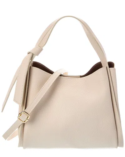 Italian Leather Athena Leather Top Handle Bag In Beige