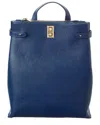 Italian Leather Backpack In Blue