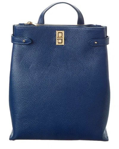 Italian Leather Backpack In Blue