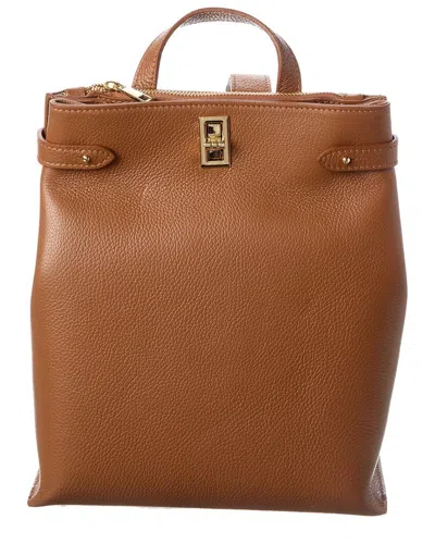 Italian Leather Backpack In Brown