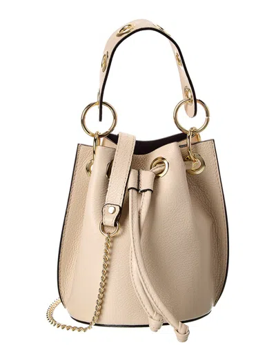 Italian Leather Bucket Bag In Gray