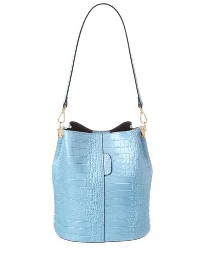 Italian Leather Bucket Bag In Blue