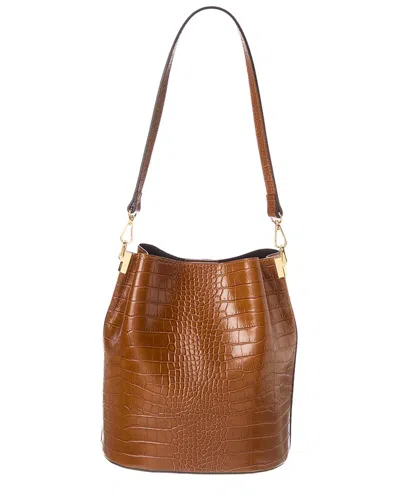 Italian Leather Bucket Bag In Brown