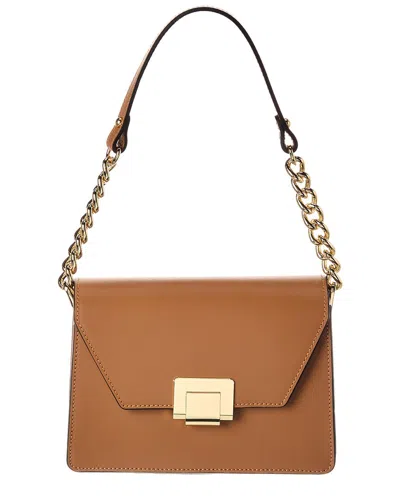 Italian Leather Chain Crossbody In Brown