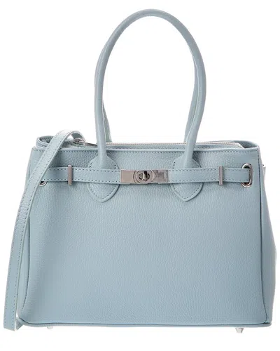 Italian Leather Charlotte Leather Top Handle Bag In Blue