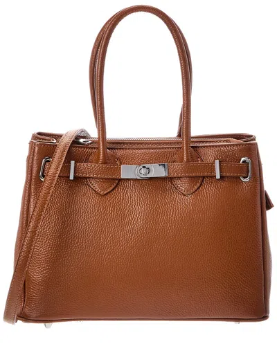 Italian Leather Charlotte Leather Top Handle Bag In Brown