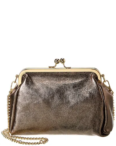 Italian Leather Clutch In Gold