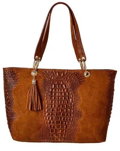 Italian Leather Croc-embossed Shoulder Bag