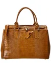 Italian Leather Croc-embossed Top Handle Tote