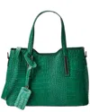 Italian Leather Croc-embossed Top Handle Tote