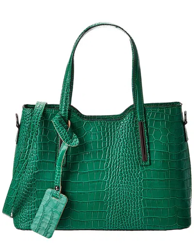 Italian Leather Croc-embossed Top Handle Tote