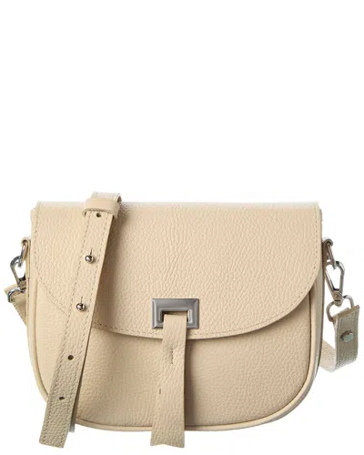 Italian Leather Crossbody In Beige