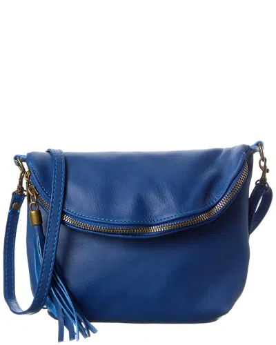 Italian Leather Crossbody In Blue