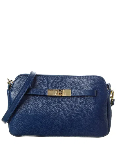 Italian Leather Crossbody In Blue