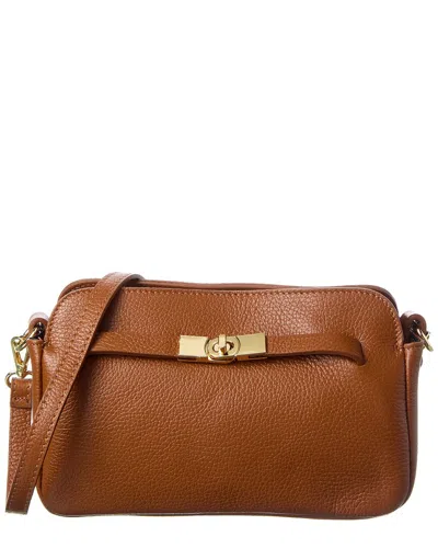 Italian Leather Crossbody In Brown