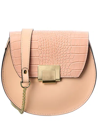 Italian Leather Crossbody In Pink