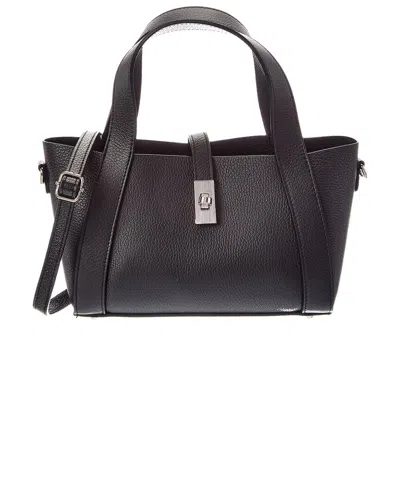Italian Leather Gaia Leather Top Handle Bag In Black