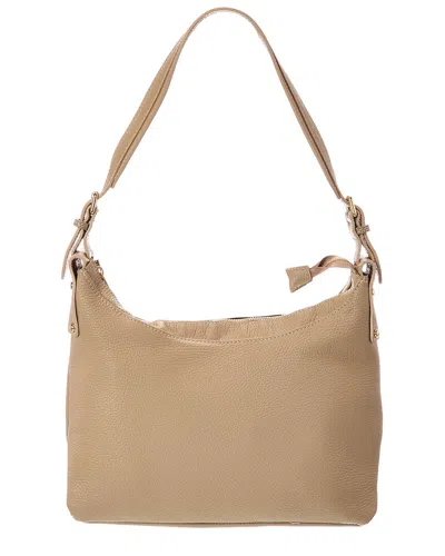 Italian Leather Hobo Leather Top Handle Bag In Taupe