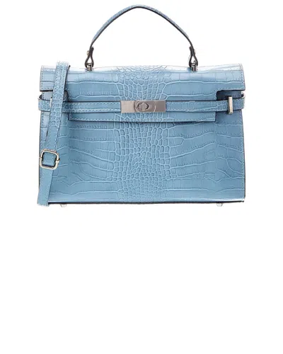 Italian Leather Lea Leather Top Handle Bag In Blue
