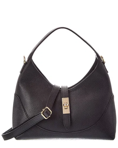 Italian Leather Lina Leather Top Handle Bag In Black