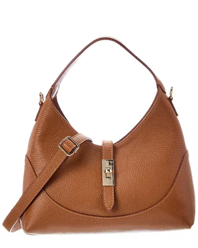 Italian Leather Lina Leather Top Handle Bag In Brown