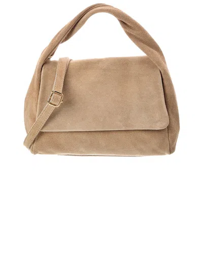 Italian Leather Pauline Leather Top Handle Bag In Taupe