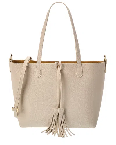 Italian Leather Romy Leather Top Handle Bag In Beige