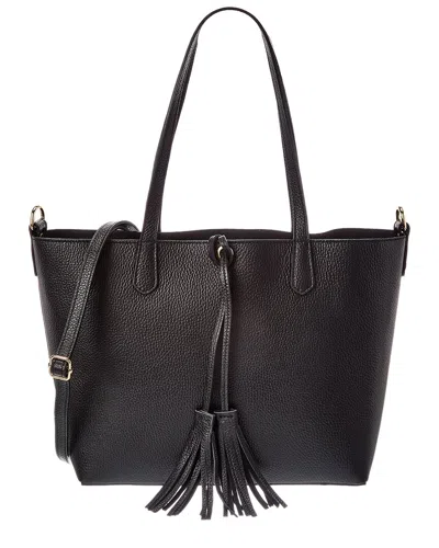 Italian Leather Romy Leather Top Handle Bag In Black