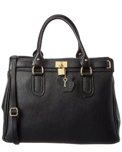 Italian Leather Satchel In Black