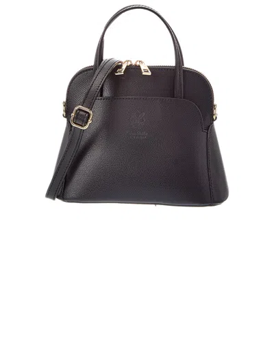 Italian Leather Serena Leather Top Handle Bag In Black
