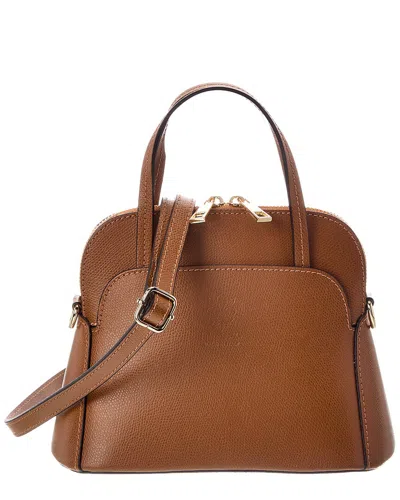 Italian Leather Serena Leather Top Handle Bag In Brown