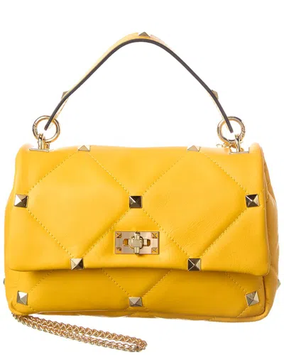 Italian Leather Shoulder Bag In Yellow