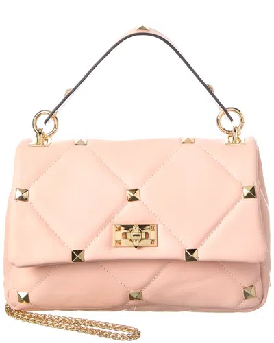 Italian Leather Shoulder Bag In Pink