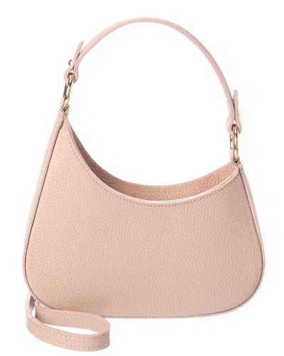 Italian Leather Shoulder Bag In Beige