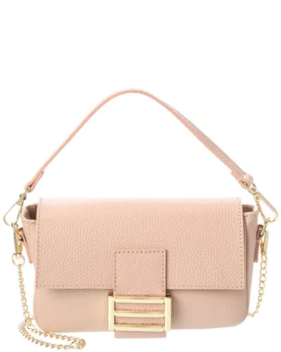 Italian Leather Shoulder Bag In Beige
