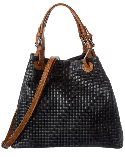 Italian Leather Shoulder Bag In Orange