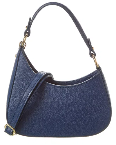 Italian Leather Shoulder Bag In Blue
