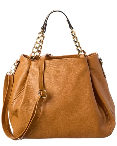 Italian Leather Shoulder Bag In Brown