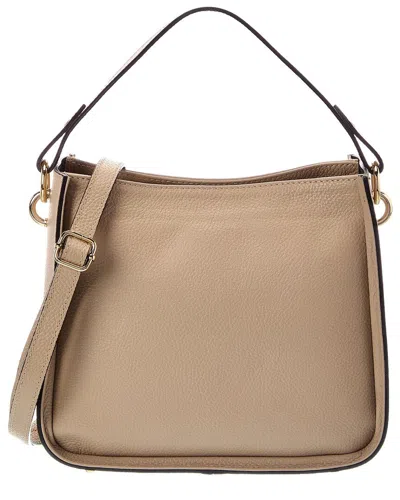 Italian Leather Shoulder Bag Leather Top Handles Bag In Beige