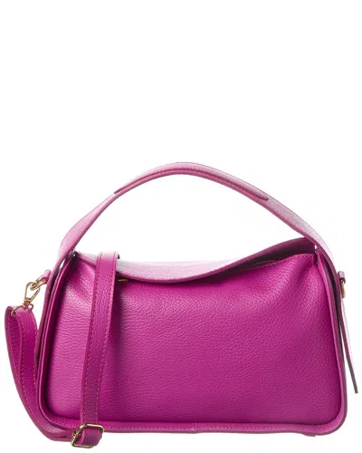 Italian Leather Shoulder Bag In Purple