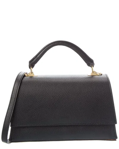 Italian Leather Top Handle Bag In Black