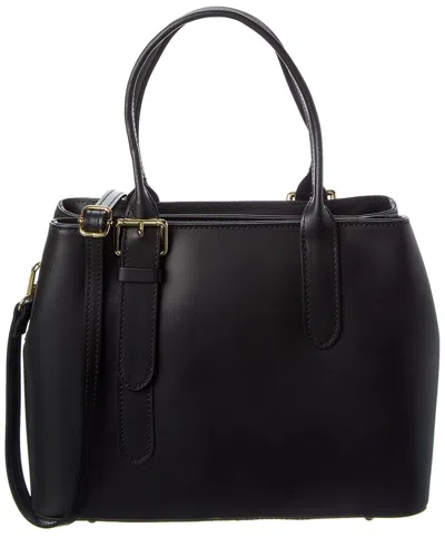 Italian Leather Top Handle Bag In Black